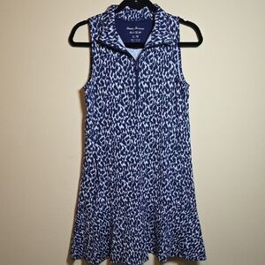 Tommy Bahama Aubrey Dress. Blue and White Pattern. Moisture Wicking.